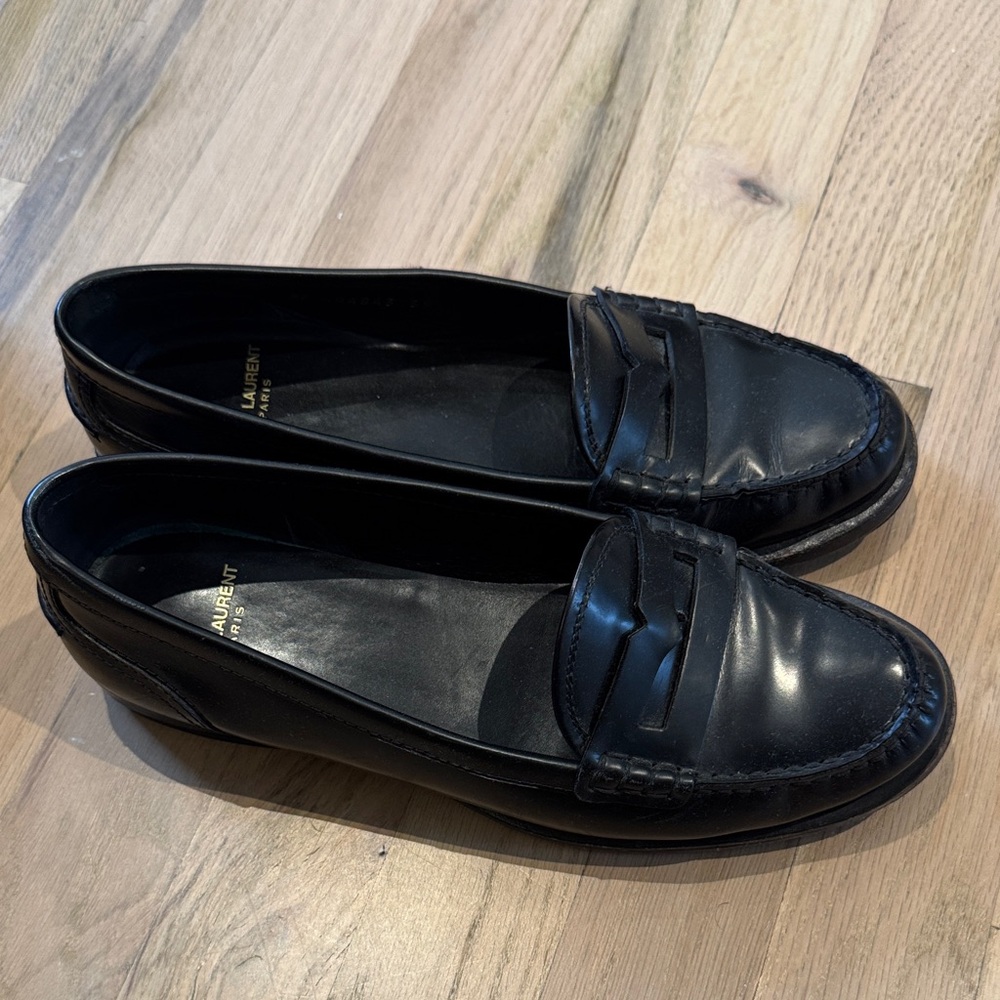 YSL Black Leather Loafers